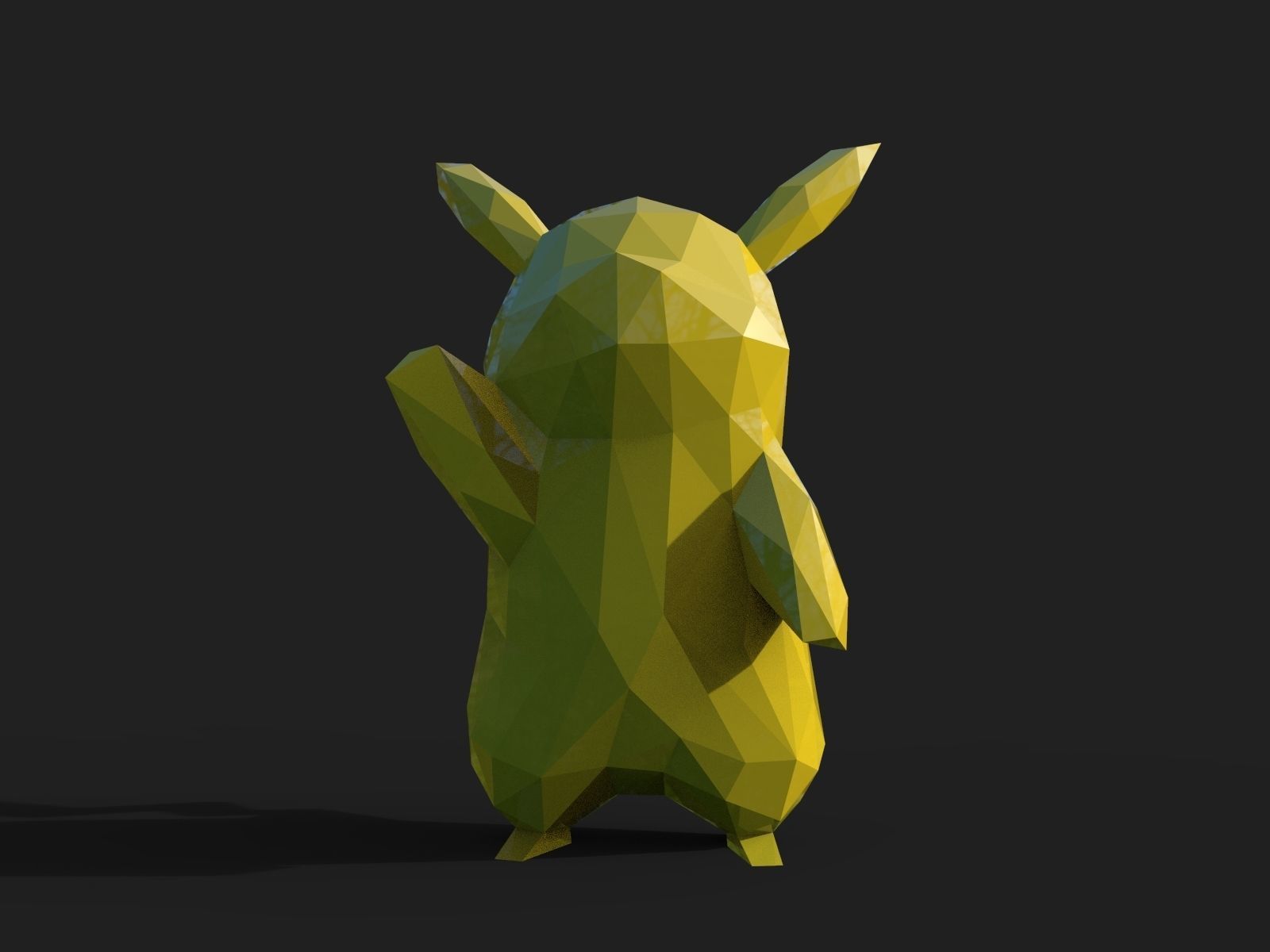 Pikachu Low Poly 3D print model_15