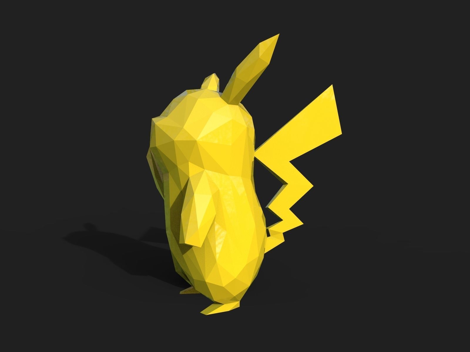 Pikachu Low Poly 3D print model_2
