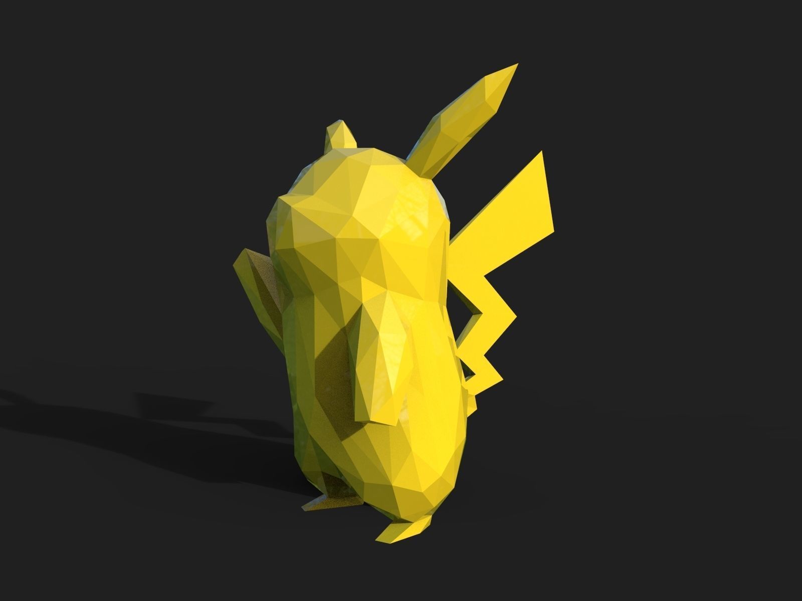 Pikachu Low Poly 3D print model_1