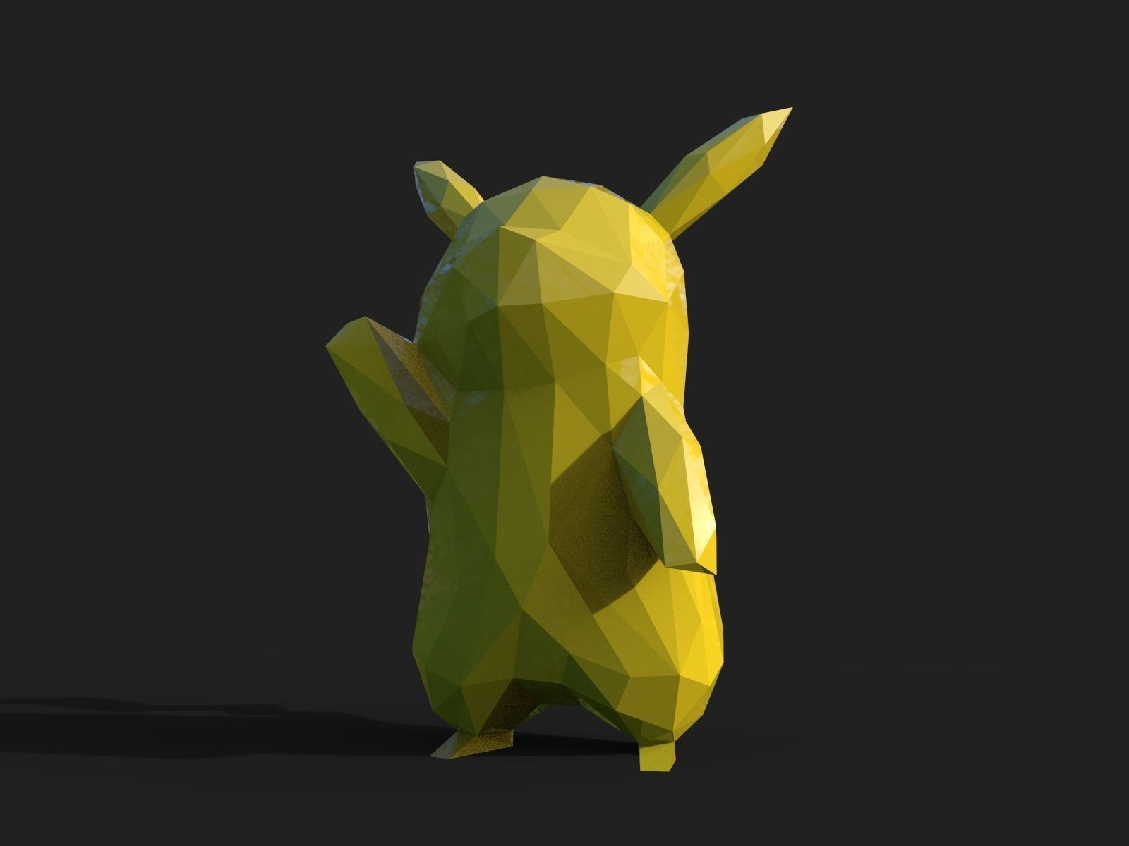 Pikachu Low Poly 3D print model_16