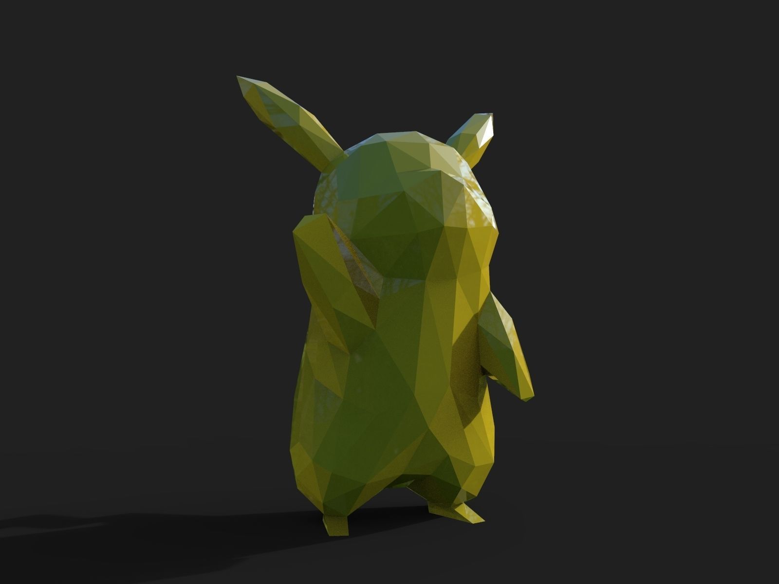 Pikachu Low Poly 3D print model_14