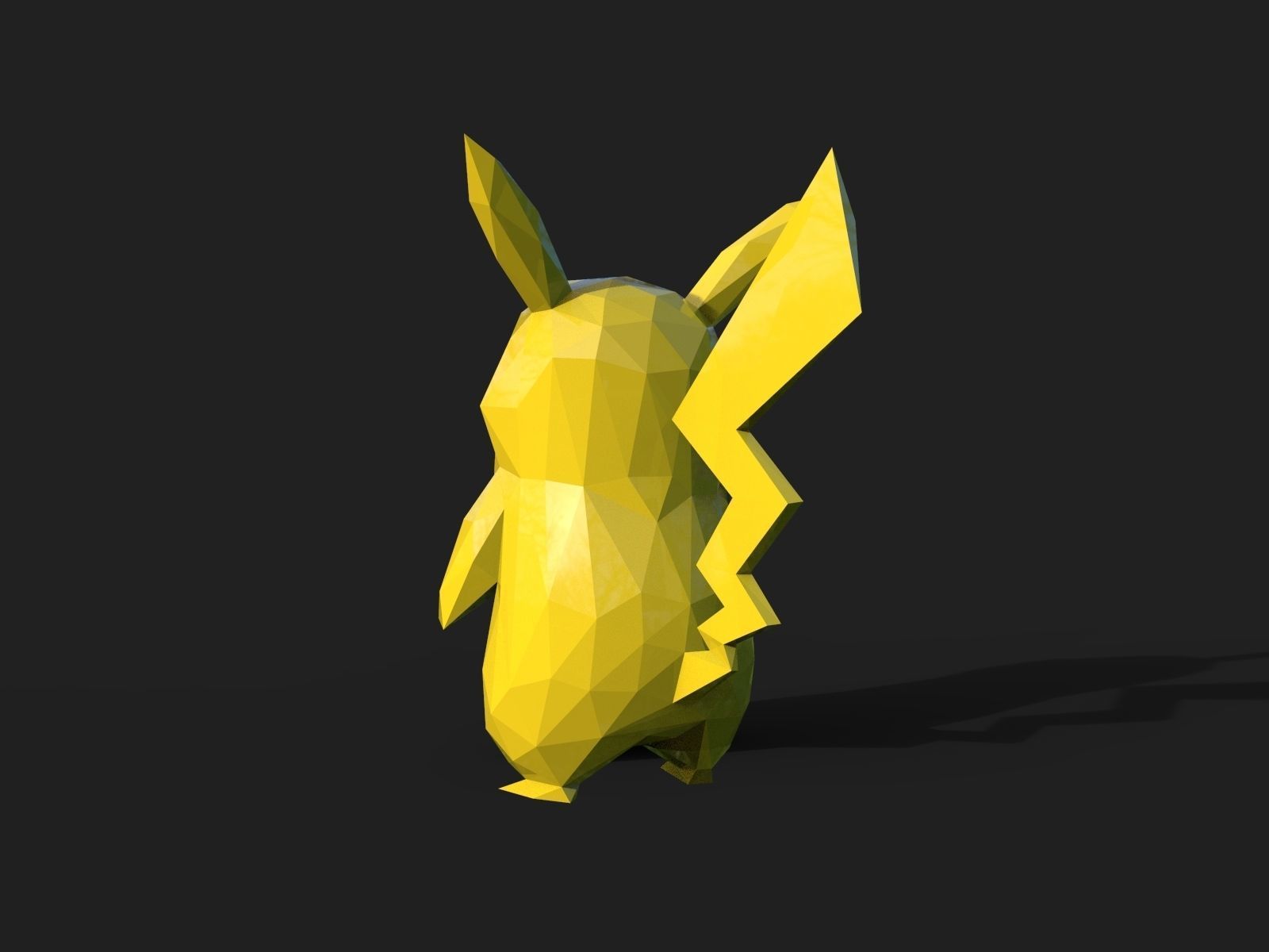 Pikachu Low Poly 3D print model_5