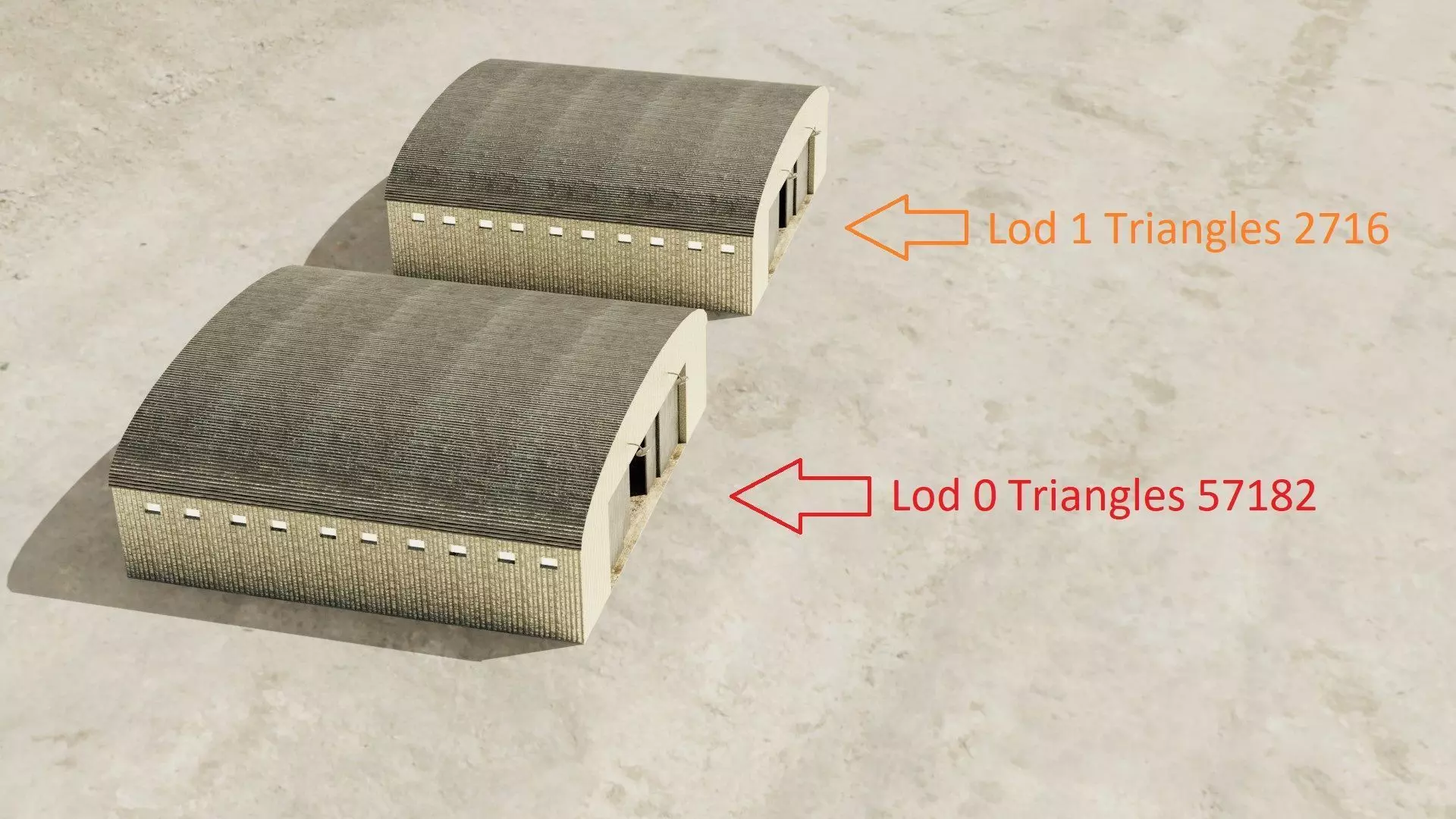Hangar model 3D low poly military shelter Low-poly 3D model