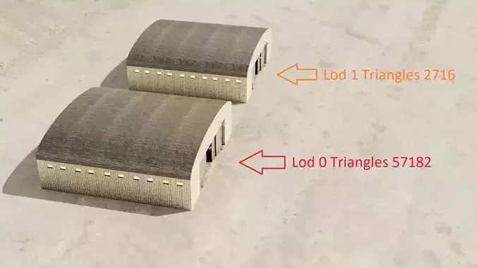 Hangar model 3D low poly military shelter Low-poly 3D model
