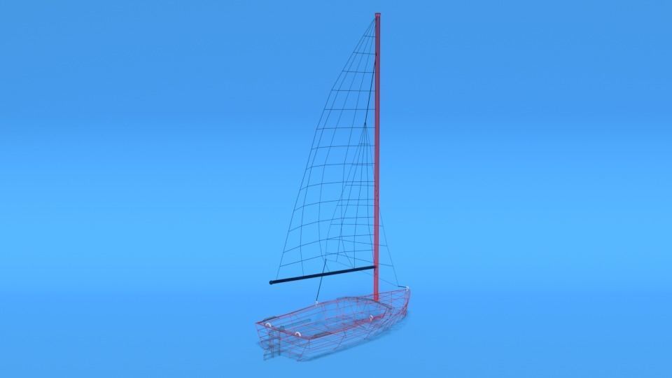 Low Poly Cartoon Javelin Dinghy Sailboat Low-poly 3D model_16