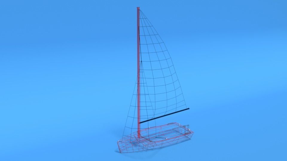 Low Poly Cartoon Javelin Dinghy Sailboat Low-poly 3D model_11