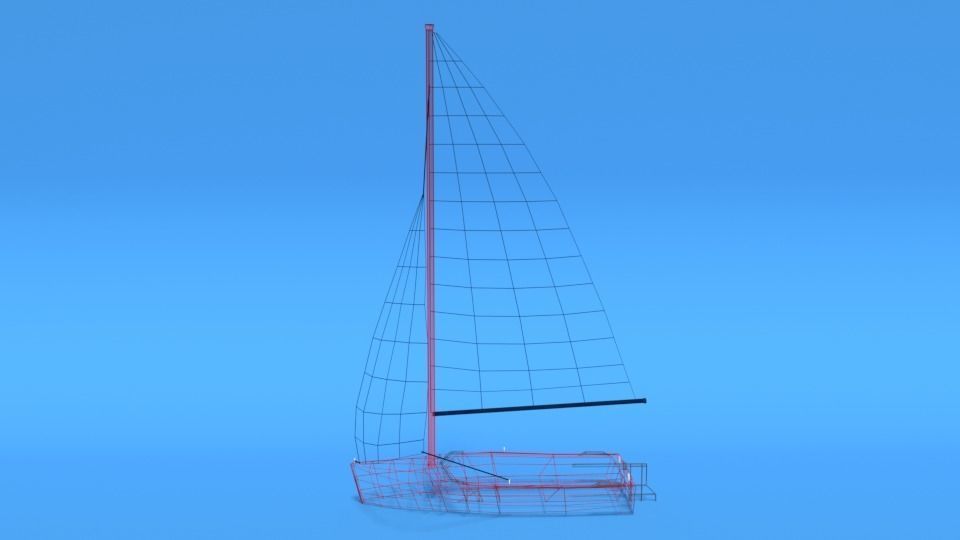 Low Poly Cartoon Javelin Dinghy Sailboat Low-poly 3D model_12