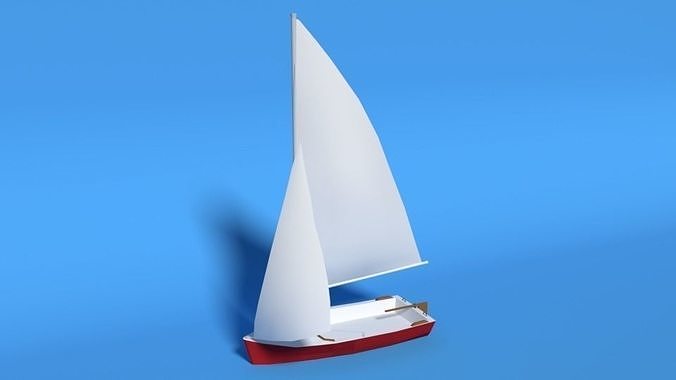 Low Poly Cartoon Javelin Dinghy Sailboat Low-poly 3D model