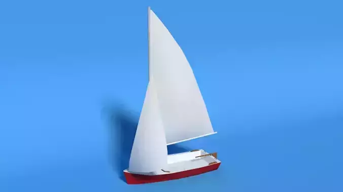 Low Poly Cartoon Javelin Dinghy Sailboat Low-poly 3D model