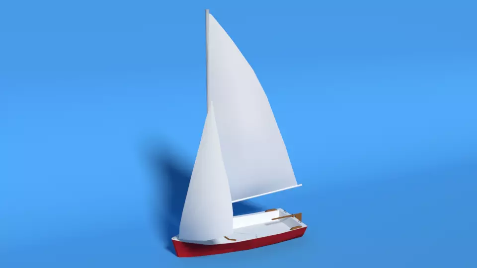 Low Poly Cartoon Javelin Dinghy Sailboat Low-poly 3D model_0