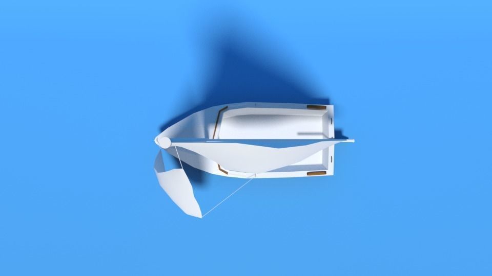 Low Poly Cartoon Javelin Dinghy Sailboat Low-poly 3D model_8