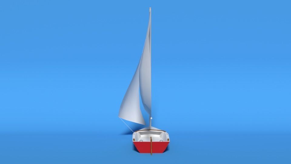 Low Poly Cartoon Javelin Dinghy Sailboat Low-poly 3D model_6