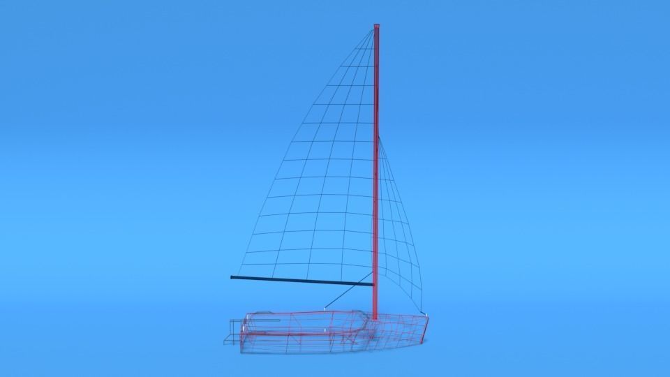 Low Poly Cartoon Javelin Dinghy Sailboat Low-poly 3D model_15