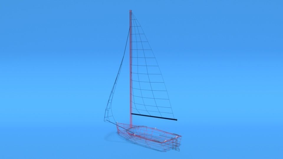 Low Poly Cartoon Javelin Dinghy Sailboat Low-poly 3D model_18