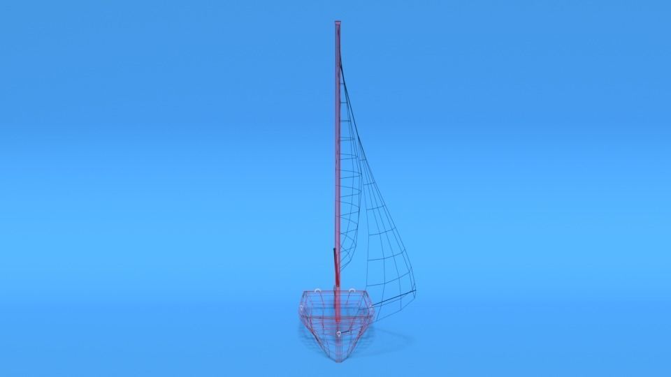 Low Poly Cartoon Javelin Dinghy Sailboat Low-poly 3D model_13