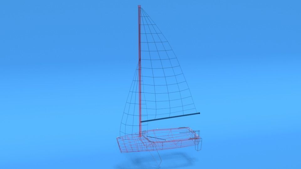 Low Poly Cartoon Javelin Dinghy Sailboat Low-poly 3D model_20