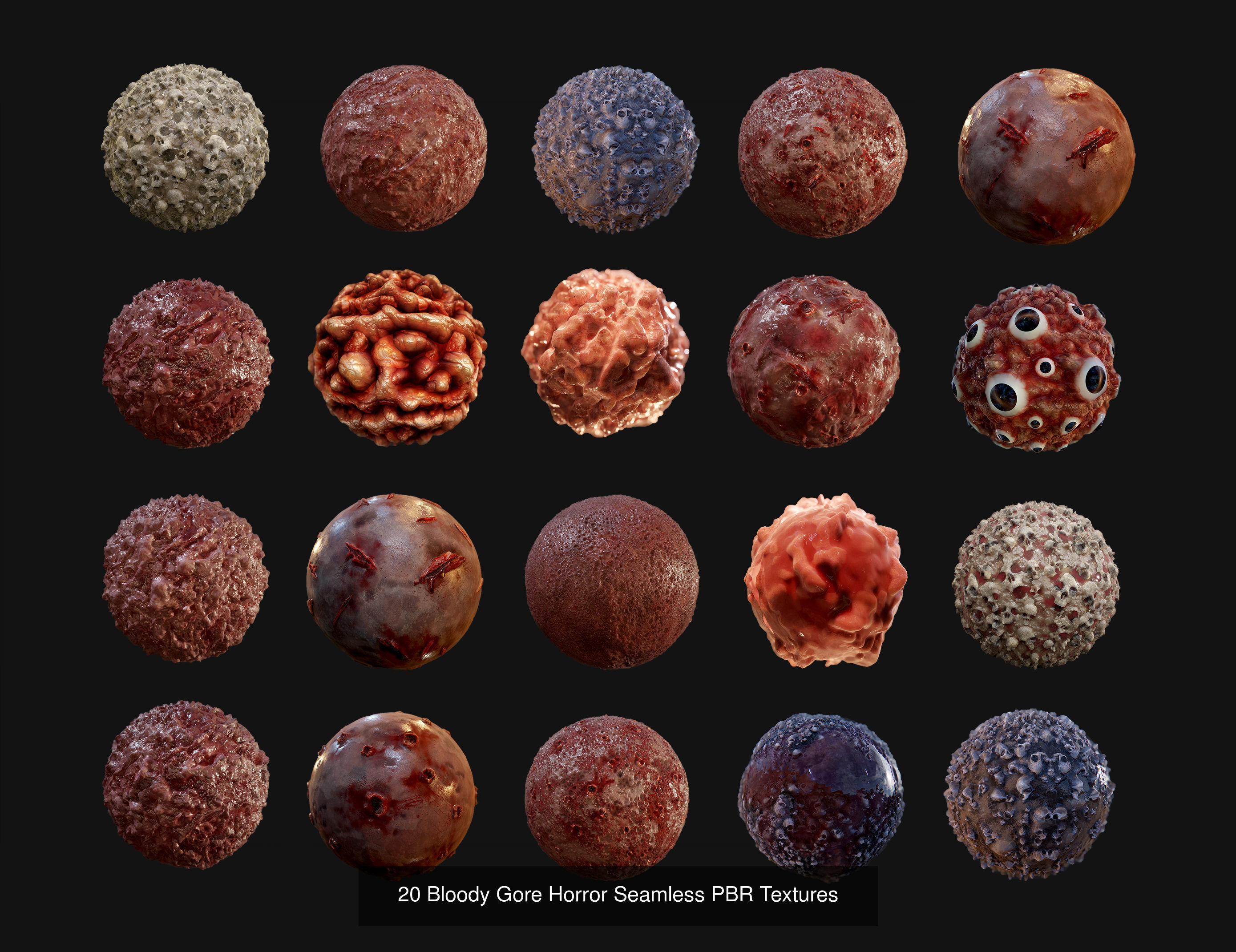 166 Horror Gore Sci-fi Seamless PBR Textures Collection 01 Texture_1