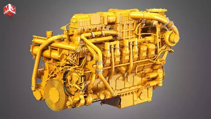 3516C HD Engine - V16 Industrial Diesel Engine 3D model