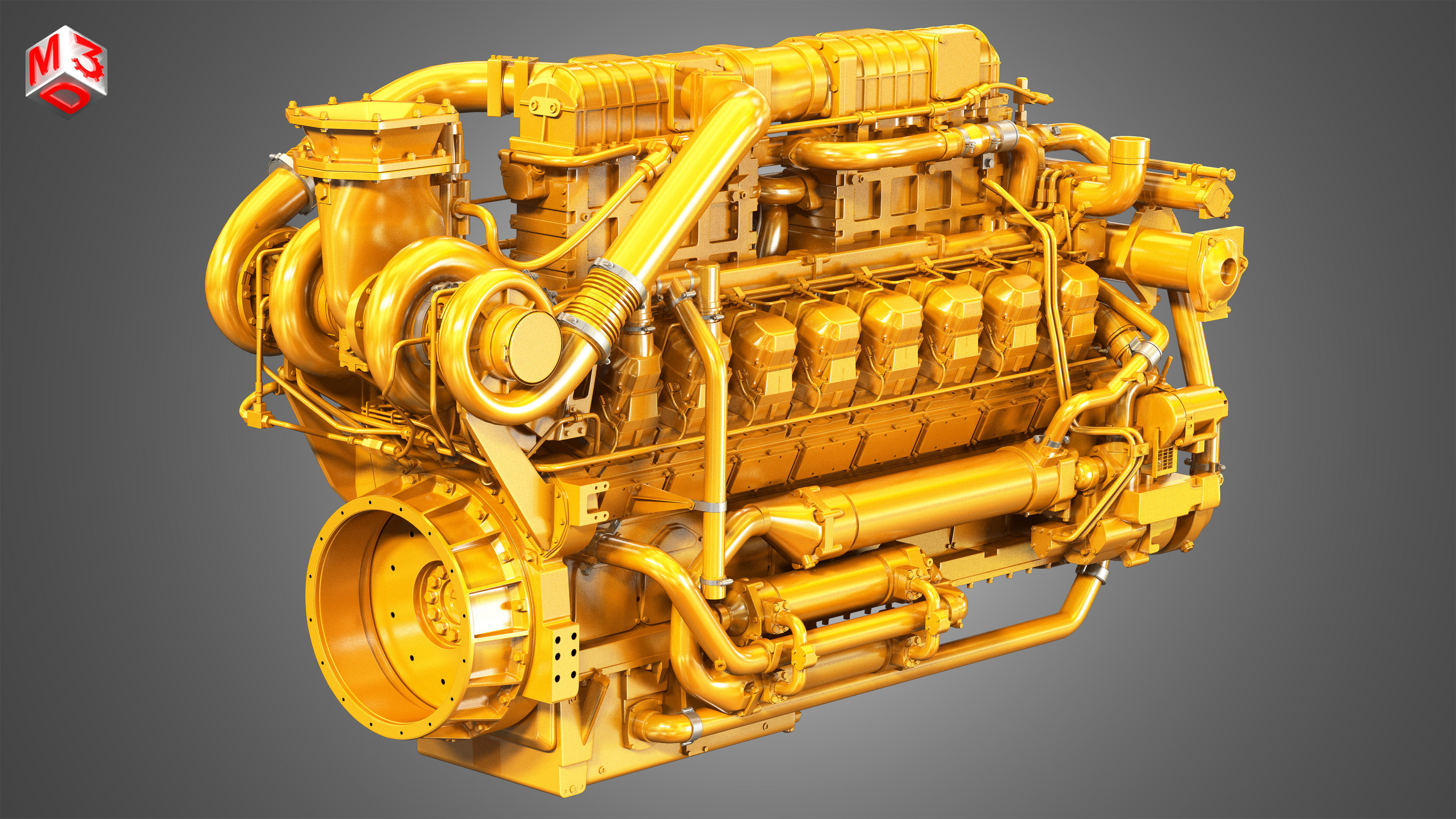 3516C HD Engine V16 Industrial Diesel Engine 3D model CGTrader