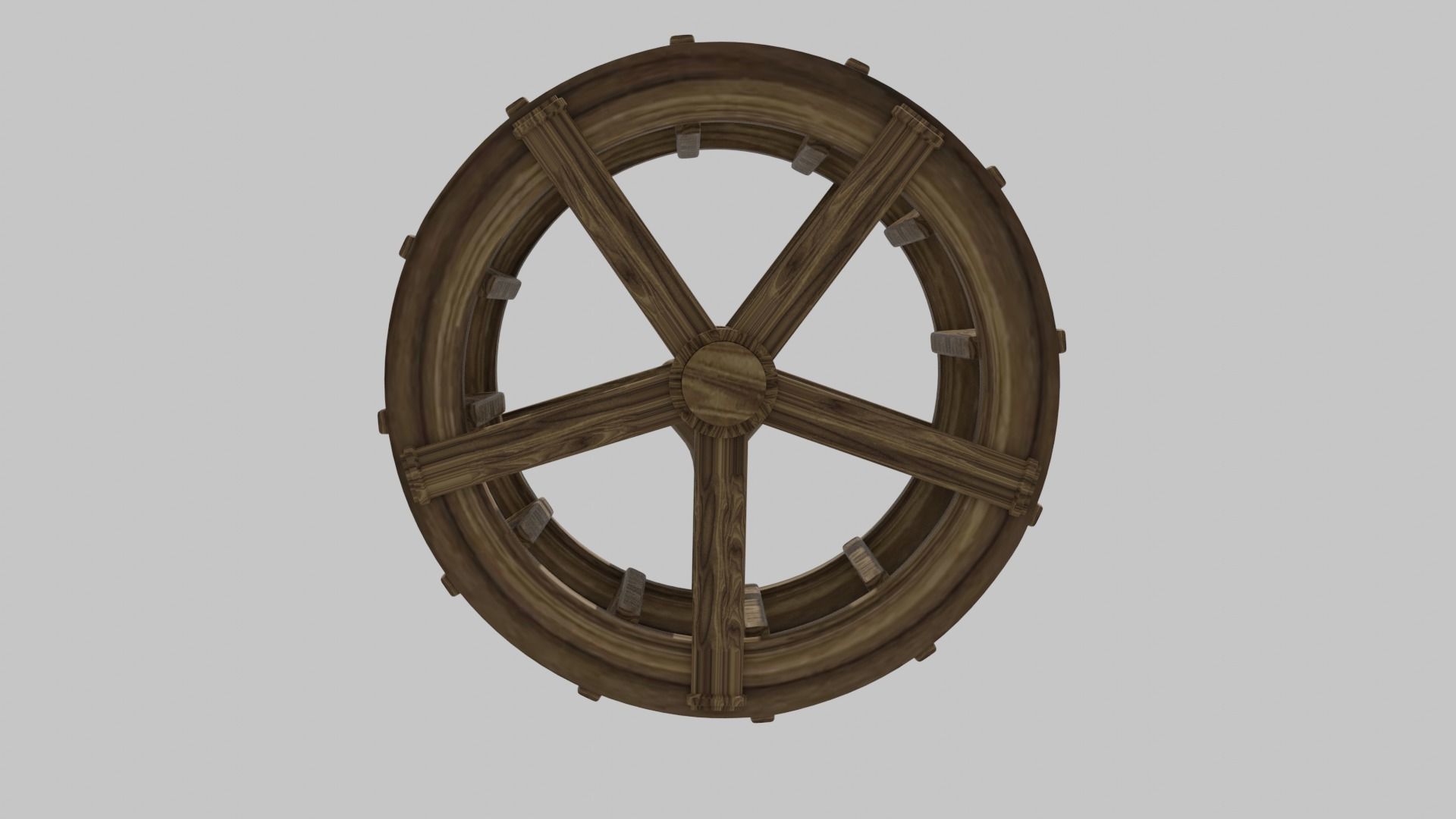 Water wheel Wooden oldstyle Free 3D model_3