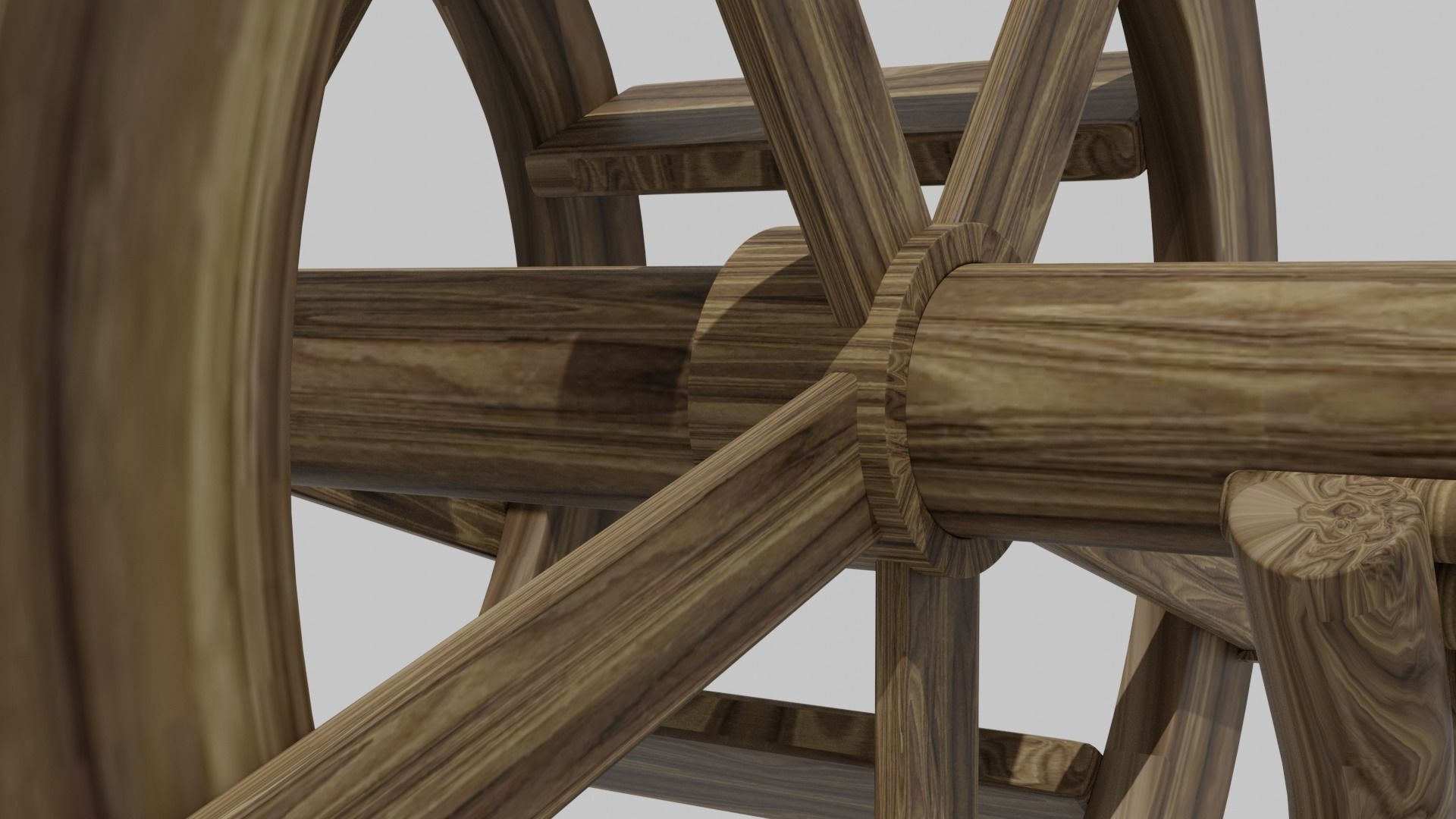 Water wheel Wooden oldstyle Free 3D model_5