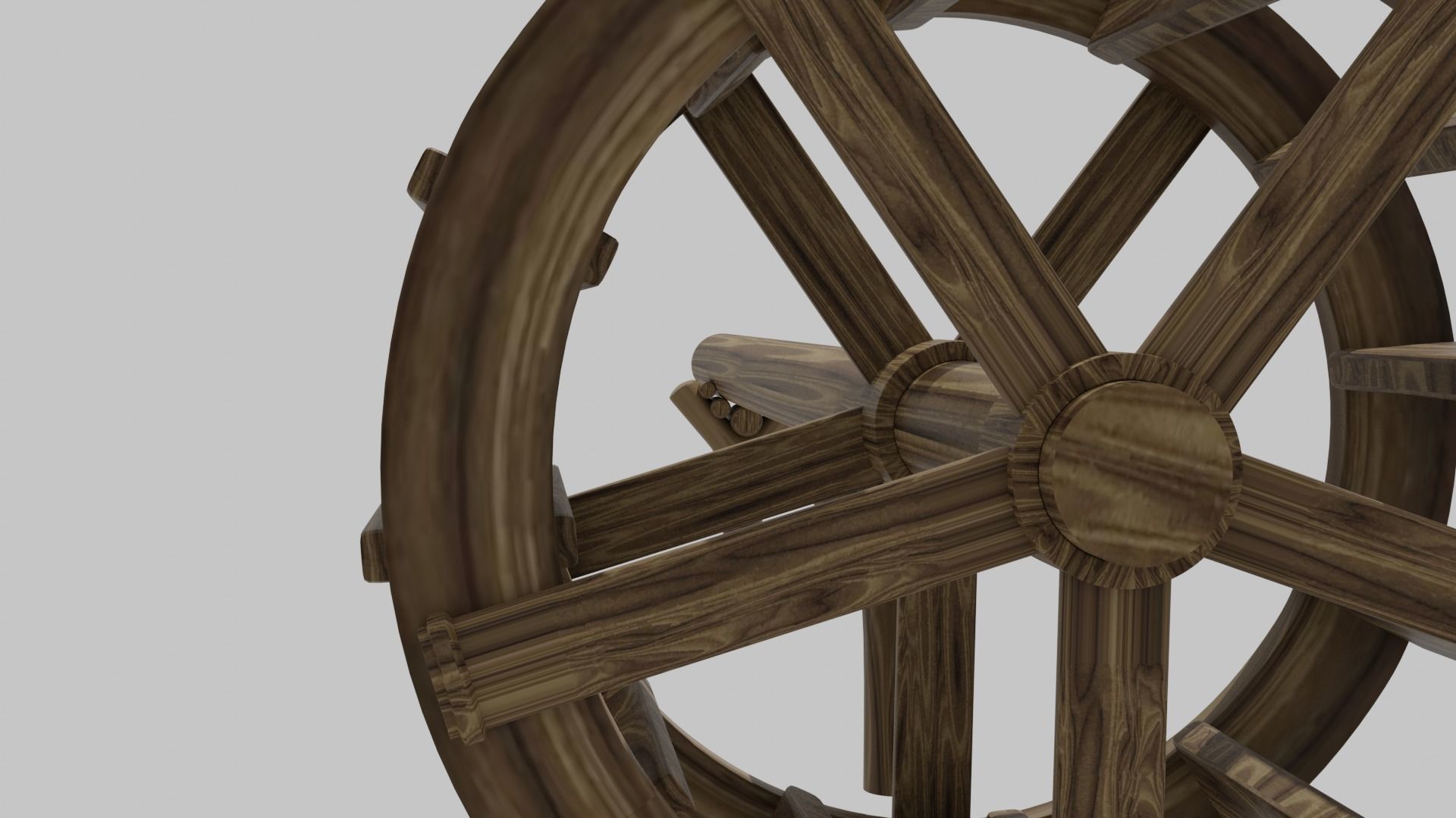 Water wheel Wooden oldstyle Free 3D model_4