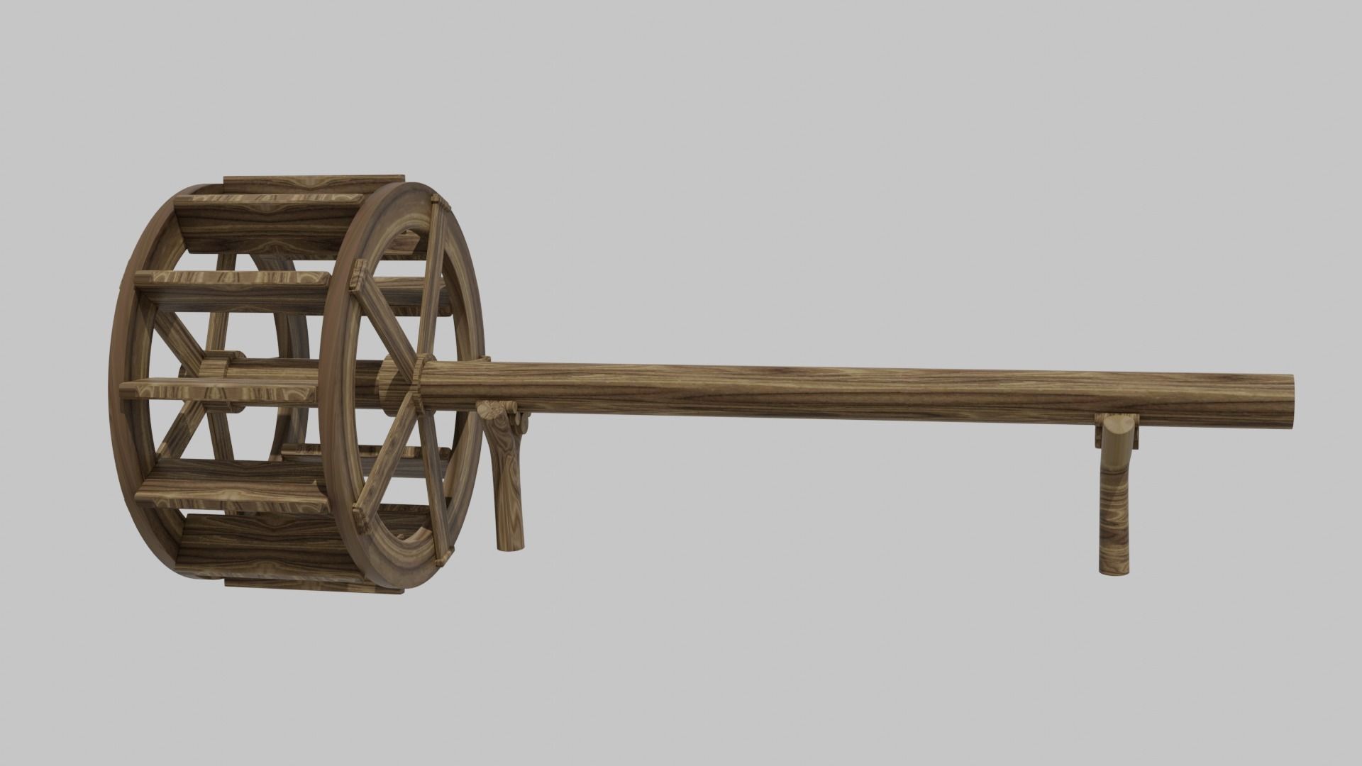 Water wheel Wooden oldstyle Free 3D model_1