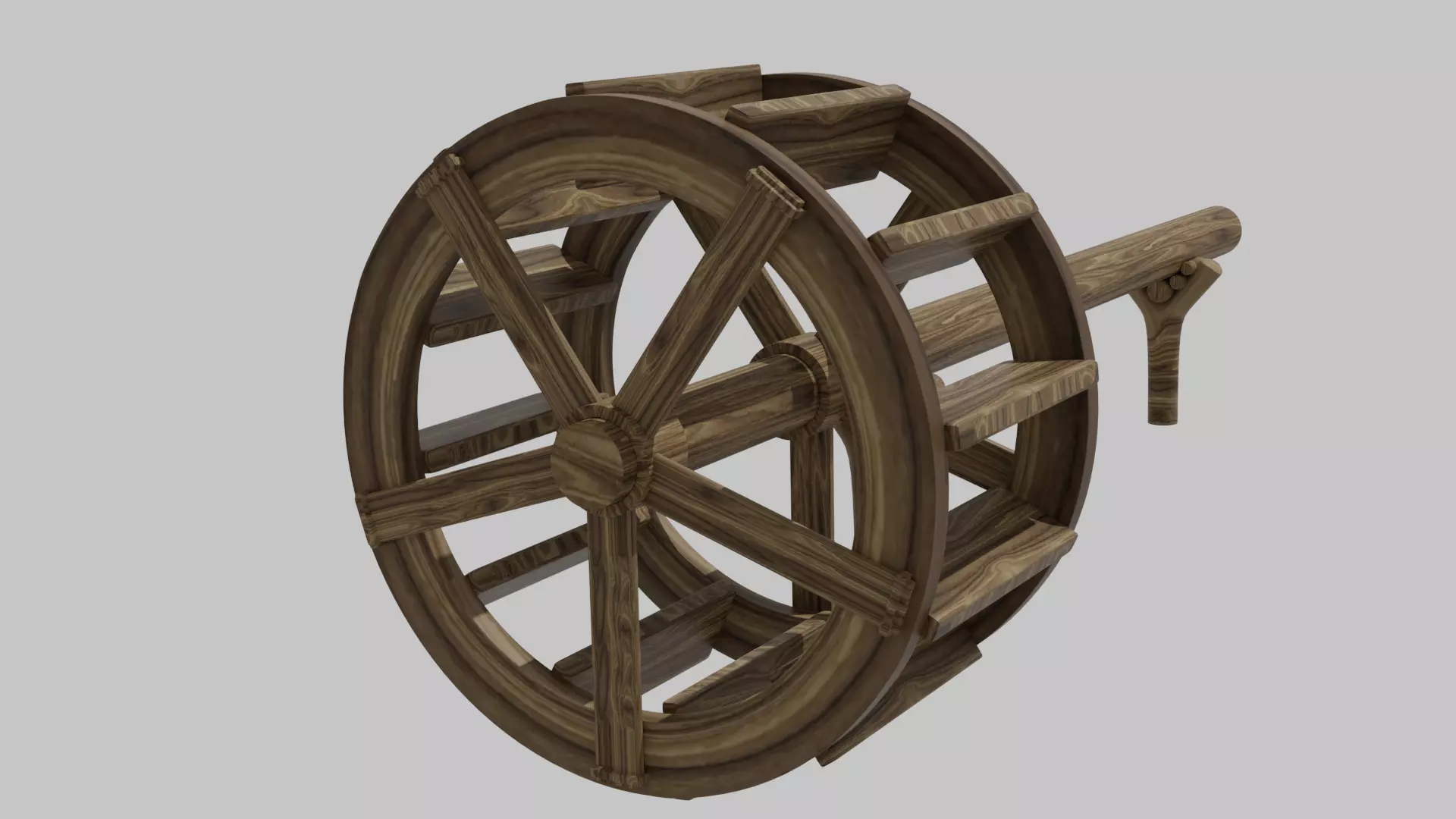 Water wheel Wooden oldstyle Free 3D model_0
