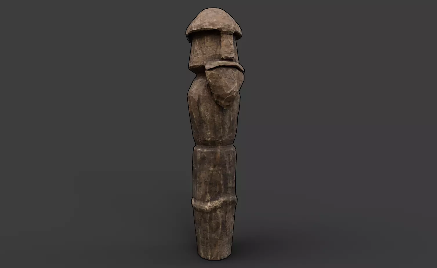 Big Slavic Wooden Medieval Settlement Totem Statue Low-poly 3D model