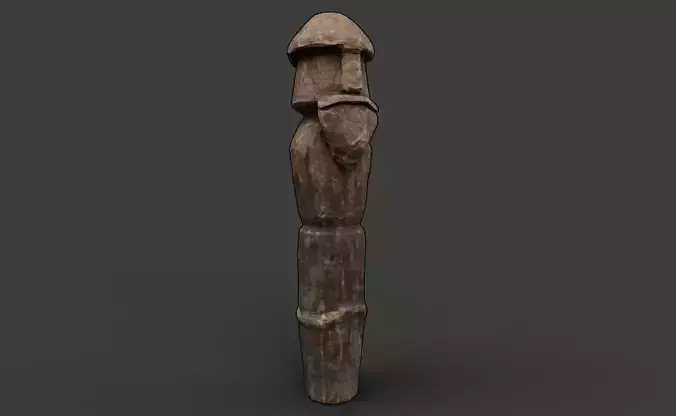 Big Slavic Wooden Medieval Settlement Totem Statue Low-poly 3D model