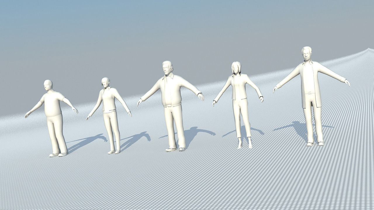 People casual Low-poly 3D model_1