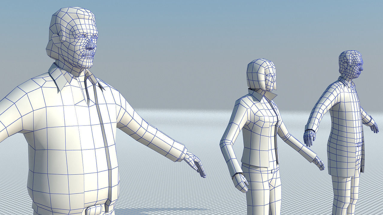 People casual Low-poly 3D model_5