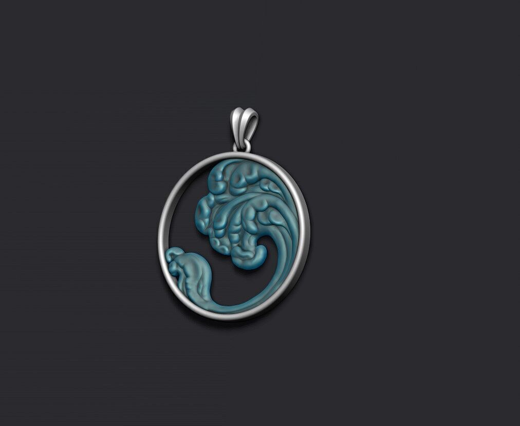 waves pendant 3D print model_4