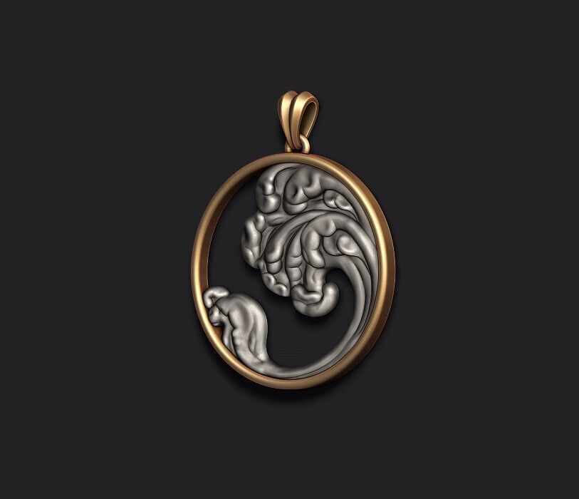 waves pendant 3D print model_3