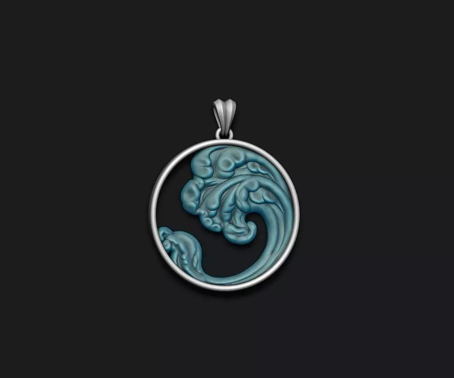 waves pendant 3D print model_0