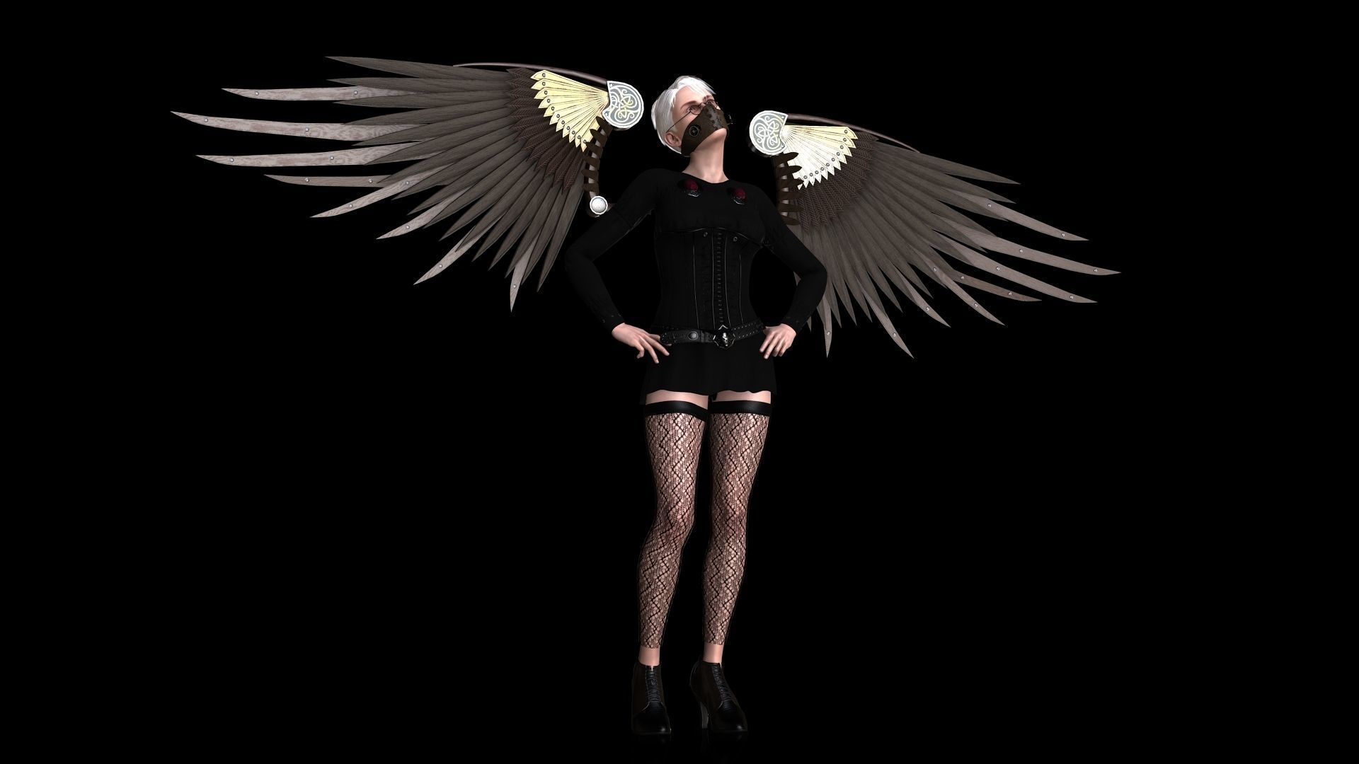 Steampunk Aviator Low-poly 3D model_5