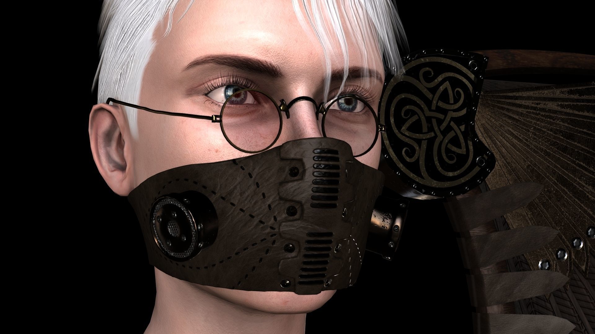 Steampunk Aviator Low-poly 3D model_1