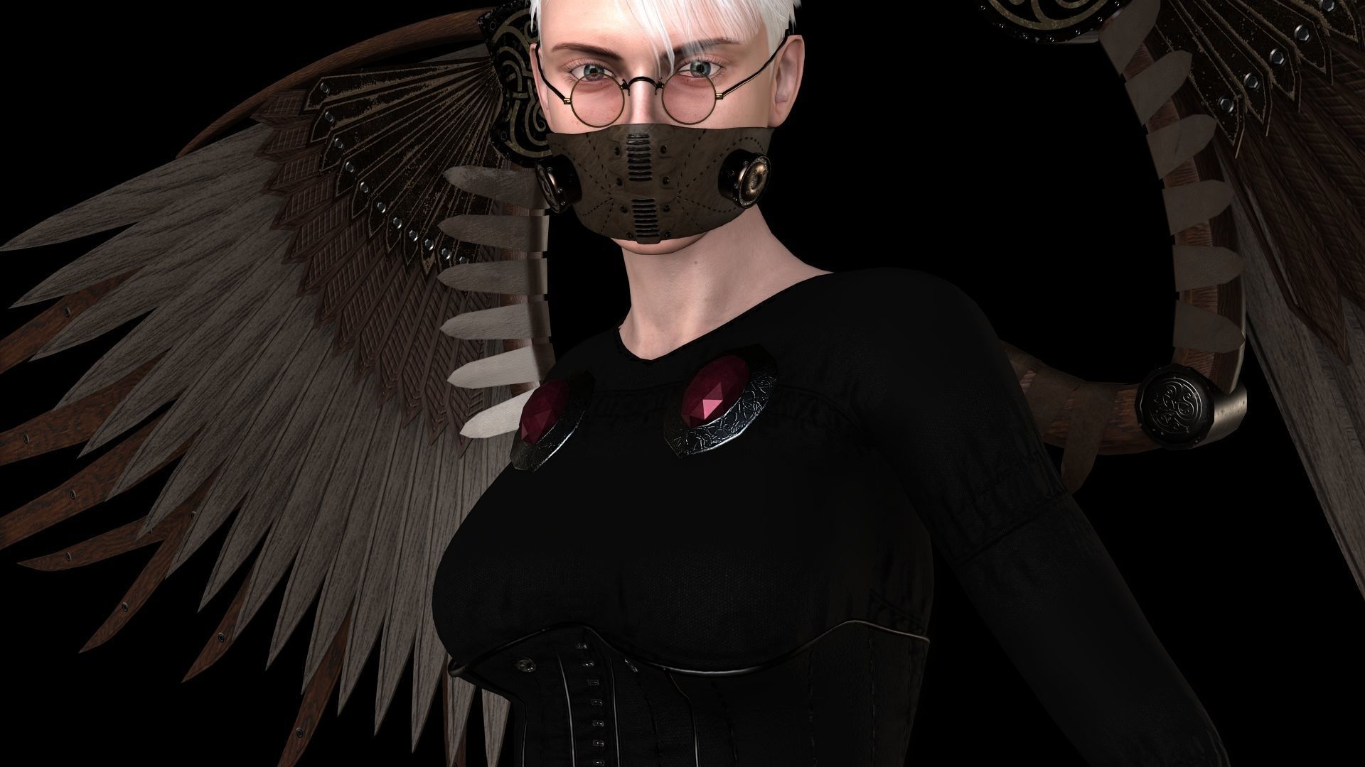 Steampunk Aviator Low-poly 3D model_6