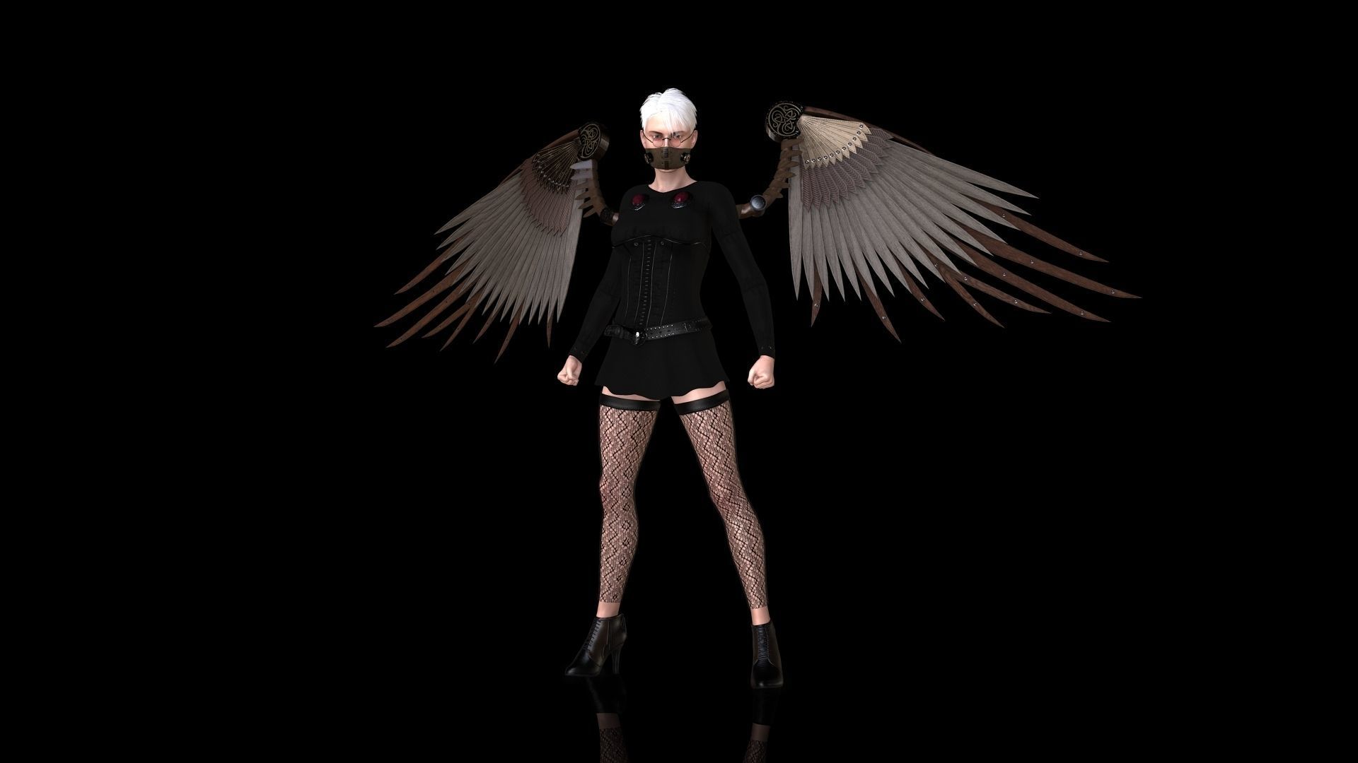 Steampunk Aviator Low-poly 3D model_2