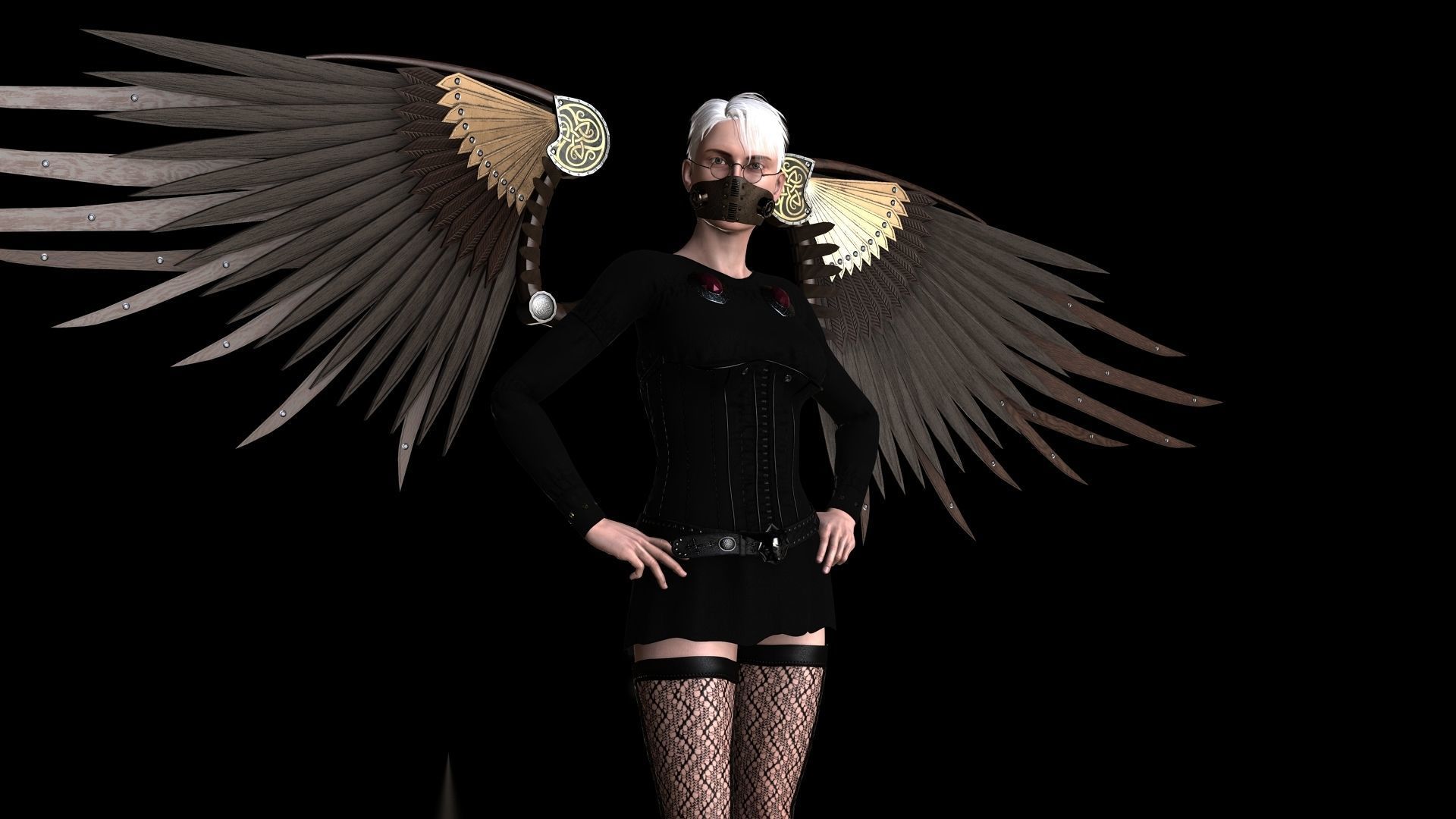 Steampunk Aviator Low-poly 3D model_3