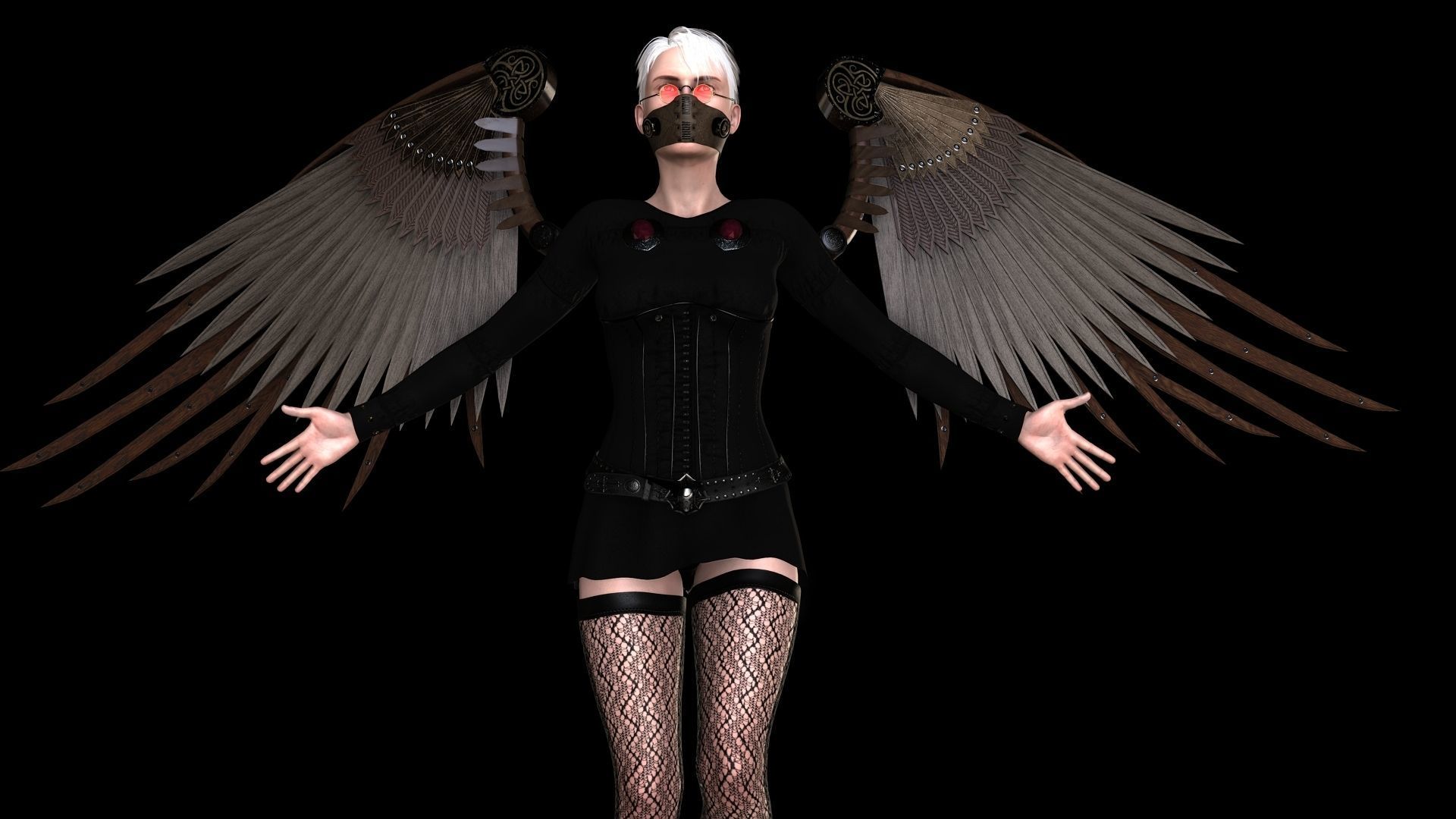 Steampunk Aviator Low-poly 3D model_8