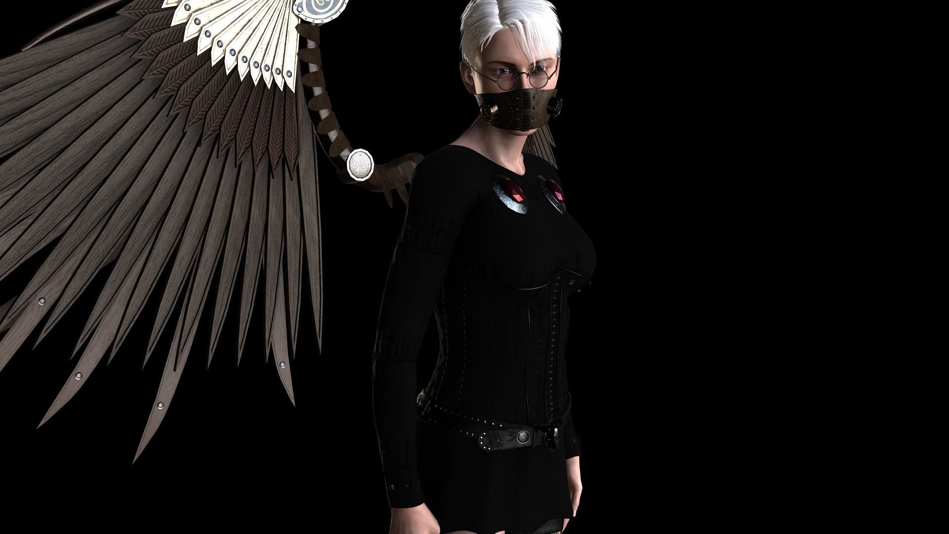 Steampunk Aviator Low-poly 3D model_10