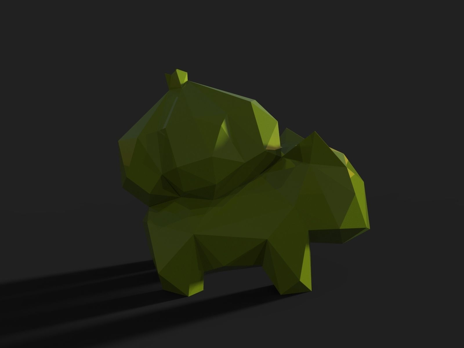 Bulbasaur Low Poly polygonal squirrel no 3D print model_10