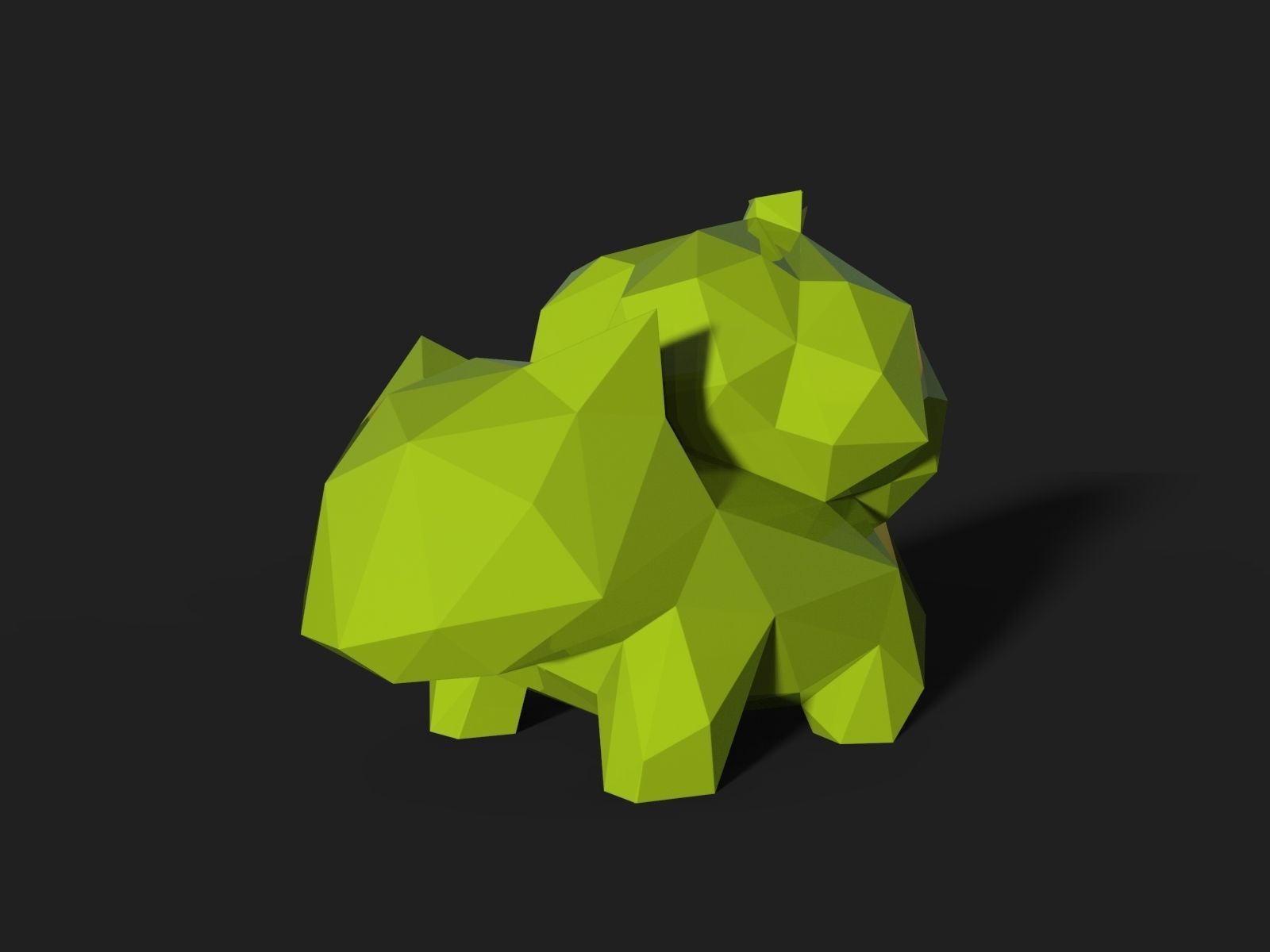 Bulbasaur Low Poly polygonal squirrel no 3D print model_1