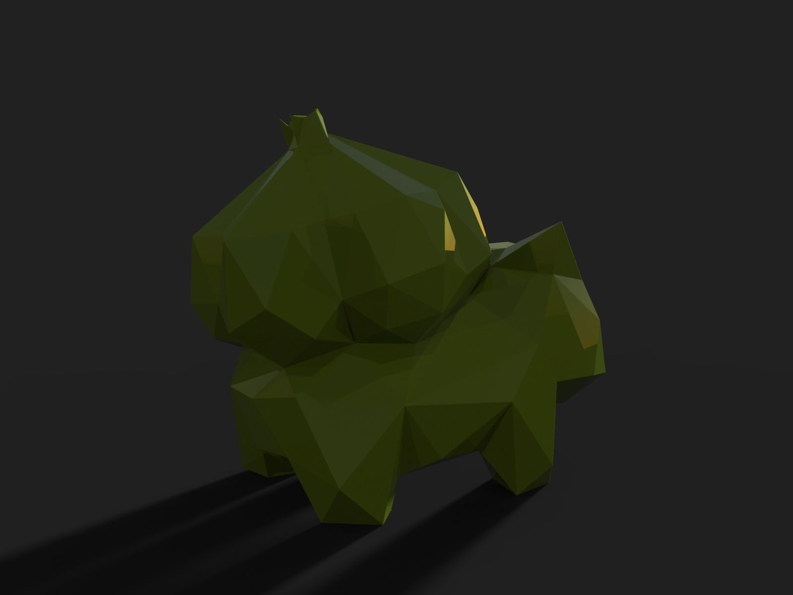 Bulbasaur Low Poly polygonal squirrel no 3D print model_9