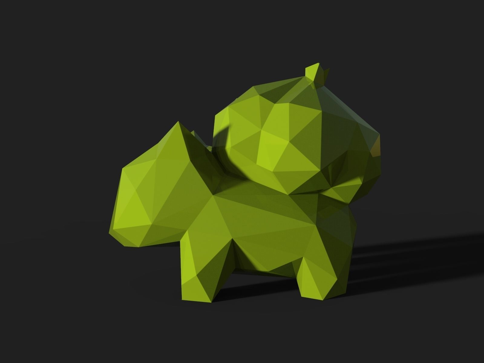 Bulbasaur Low Poly polygonal squirrel no 3D print model_3