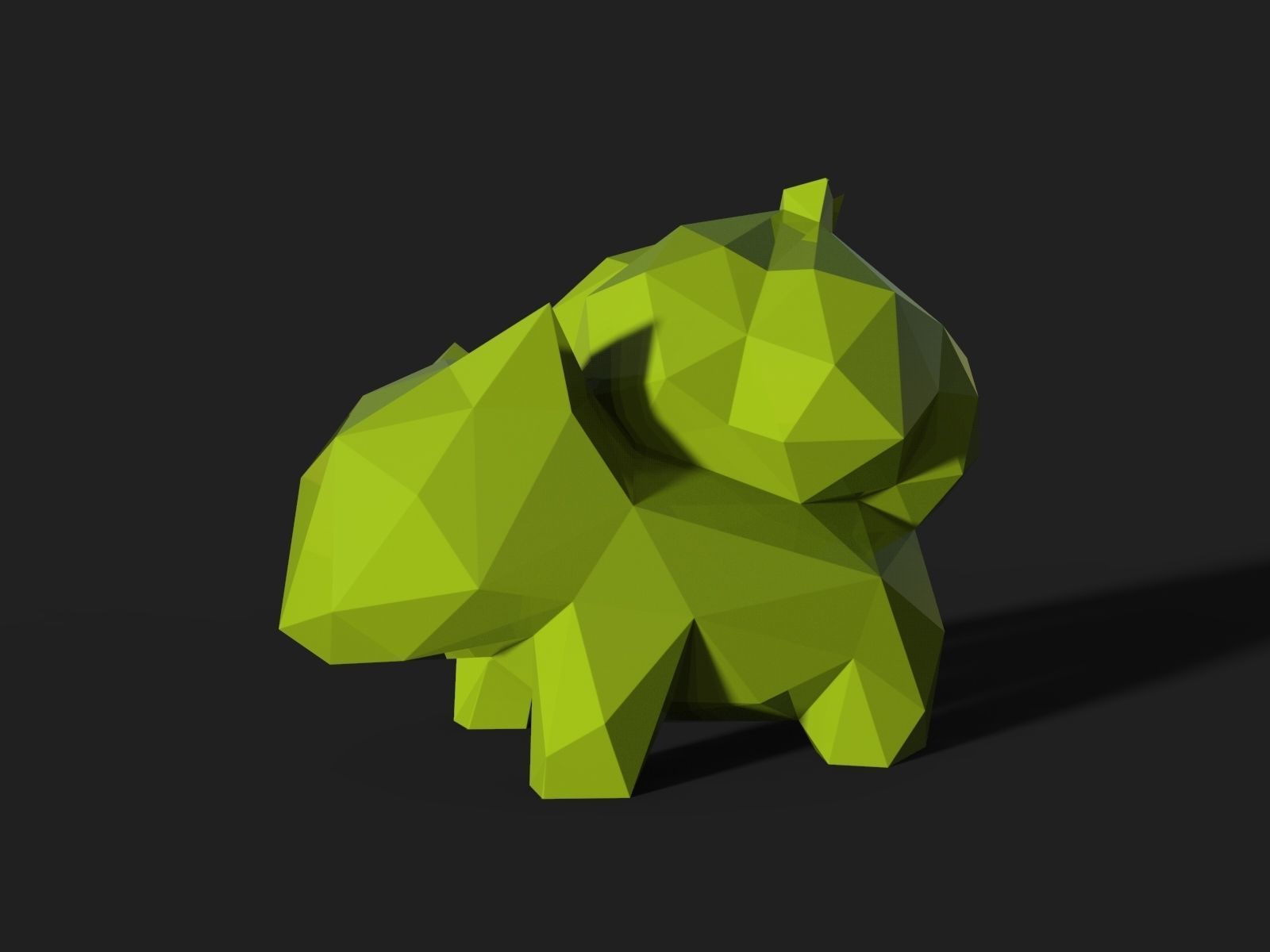 Bulbasaur Low Poly polygonal squirrel no 3D print model_2