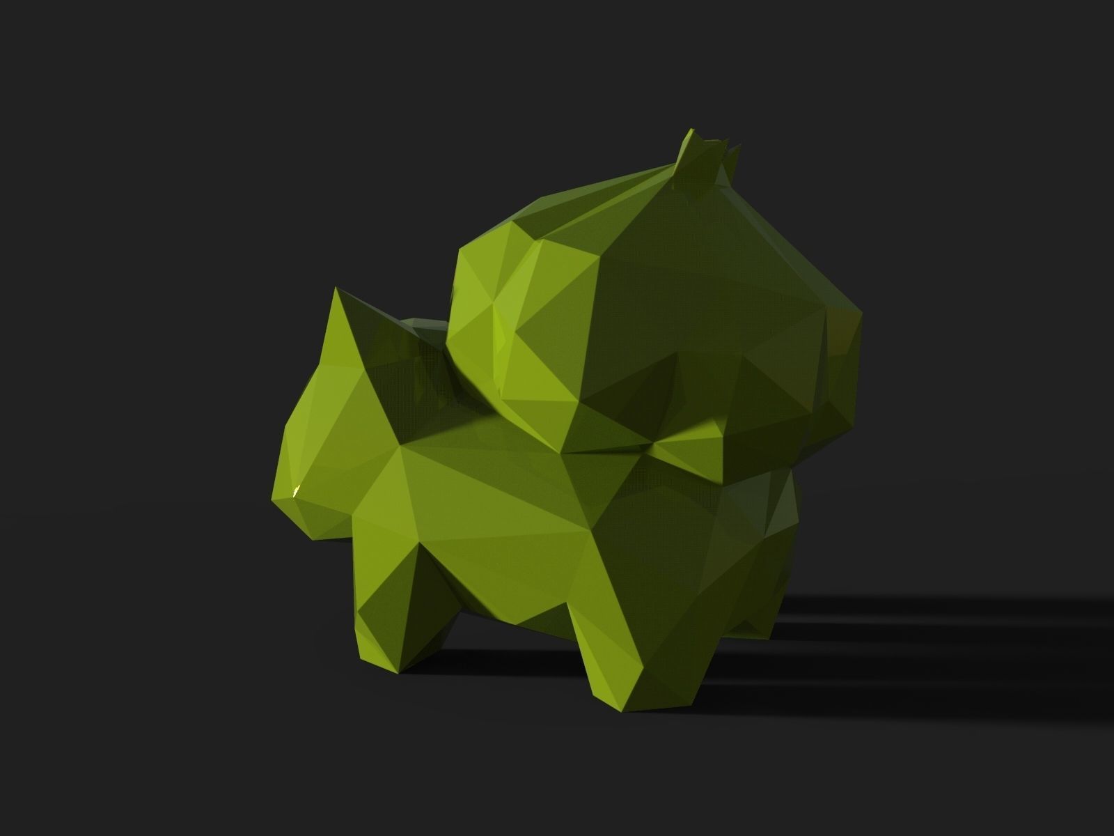 Bulbasaur Low Poly polygonal squirrel no 3D print model_4