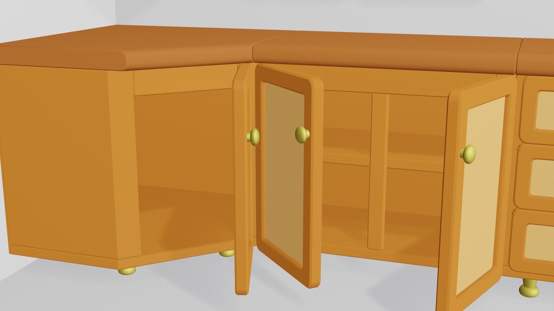 Cartoon modular kitchen Low-poly 3D model_1