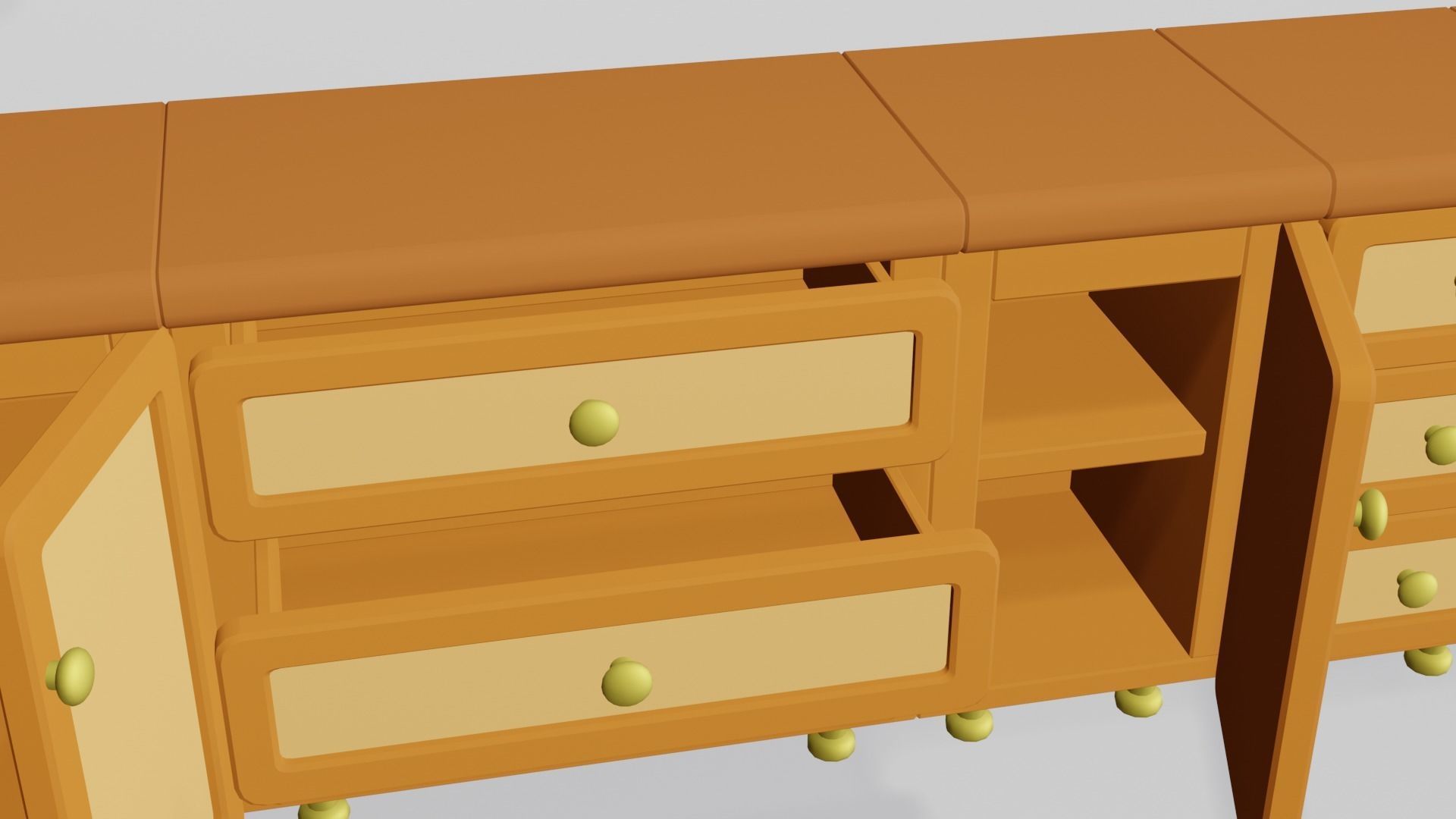 Cartoon modular kitchen Low-poly 3D model_2